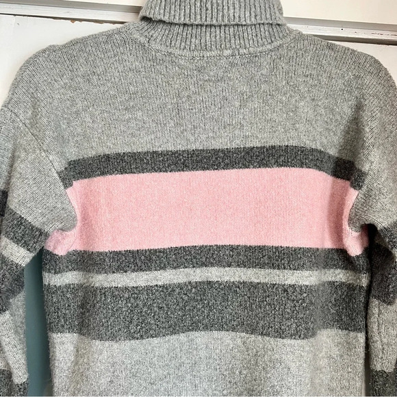 Talbots Gray Fireside Stripe Pullover Turtleneck Sweater Women Medium Petite - Picture 7 of 12